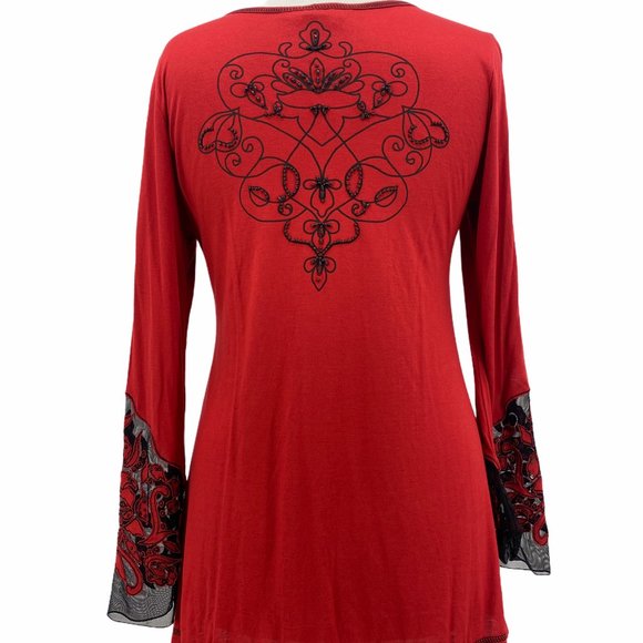 Studio X Women's Casual Red Waffle Long Sleeve T-S - Picture 4 of 6